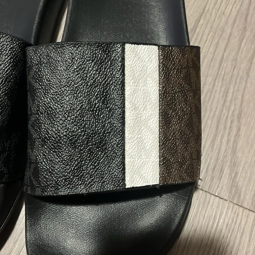 Michael Kors Men's Black and Brown Slide Sandals